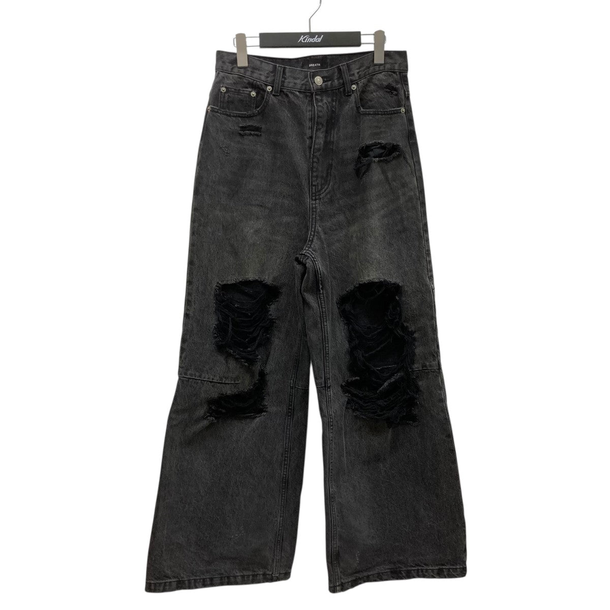 GRUNGE WIDE DENIM PANTSクラッシュ加工デニムパンツBR24AW-P1007