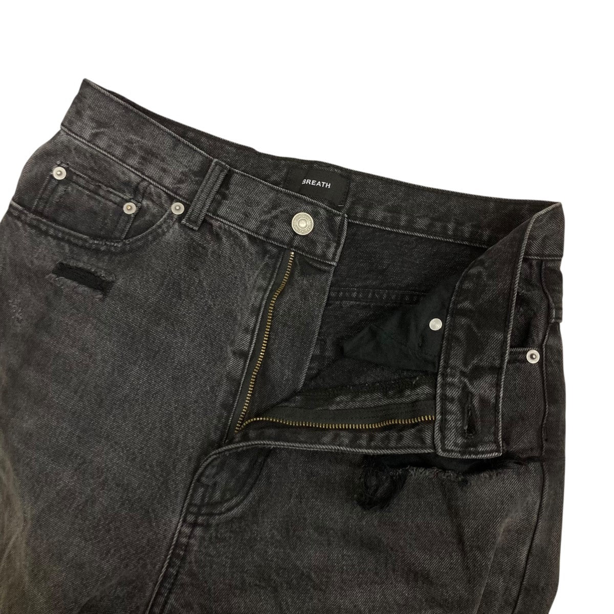 GRUNGE WIDE DENIM PANTSクラッシュ加工デニムパンツBR24AW-P1007