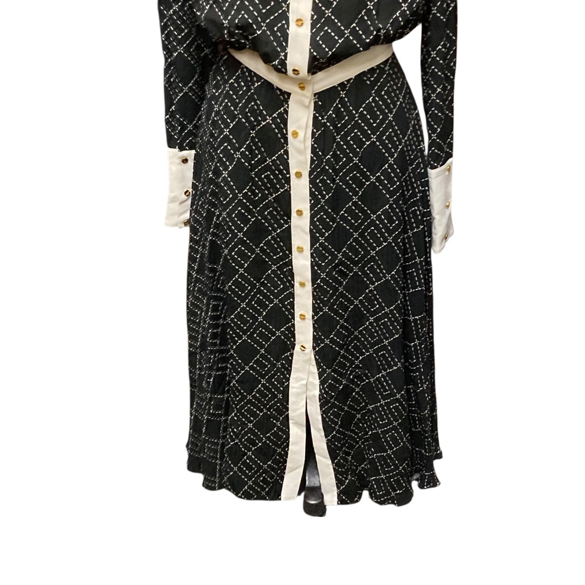 ELISABETTA FRANCHI 総柄襟付きシフォンワンピースAB0256E2 古着・中古-5枚目のアイテム画像