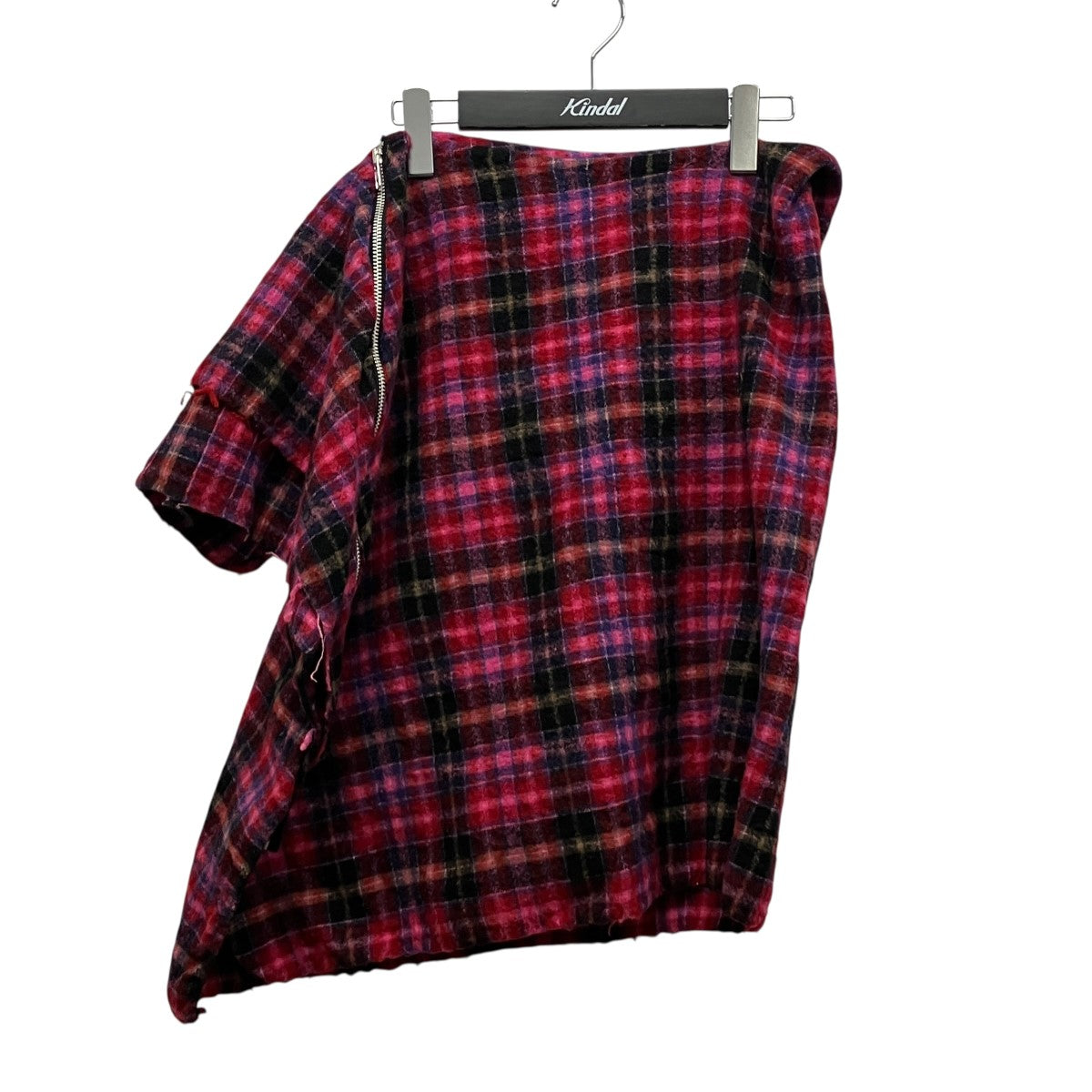 tricot COMME des GARCONS チェック柄変形縮絨チェックスカートTN-S057 古着・中古-1枚目のアイテム画像
