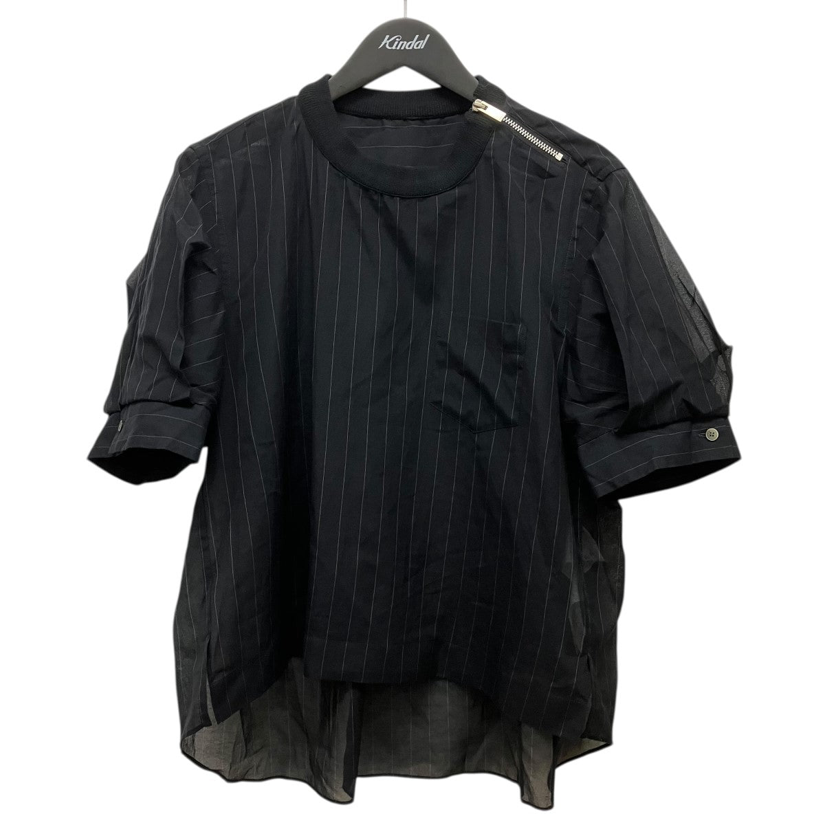 sacai 23SSストライプ半袖ブラウス23-06541 古着・中古-1枚目のアイテム画像