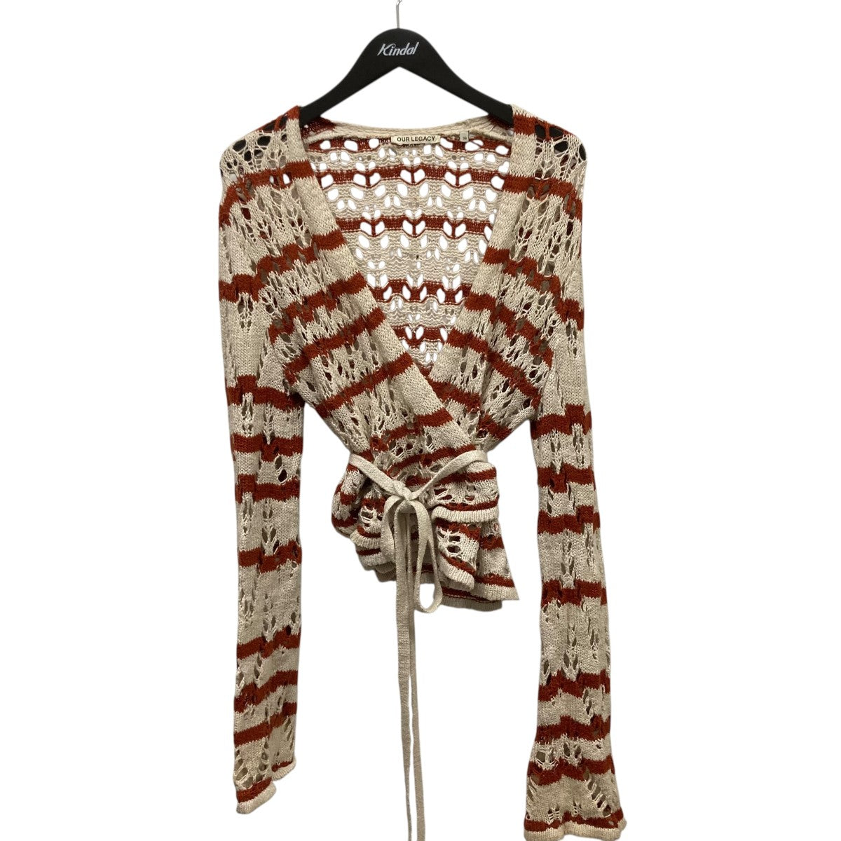 OUR LEGACY ボーダークロシェクロップドカーディガンW2223WZ WRAP KNIT 古着・中古-1枚目のアイテム画像