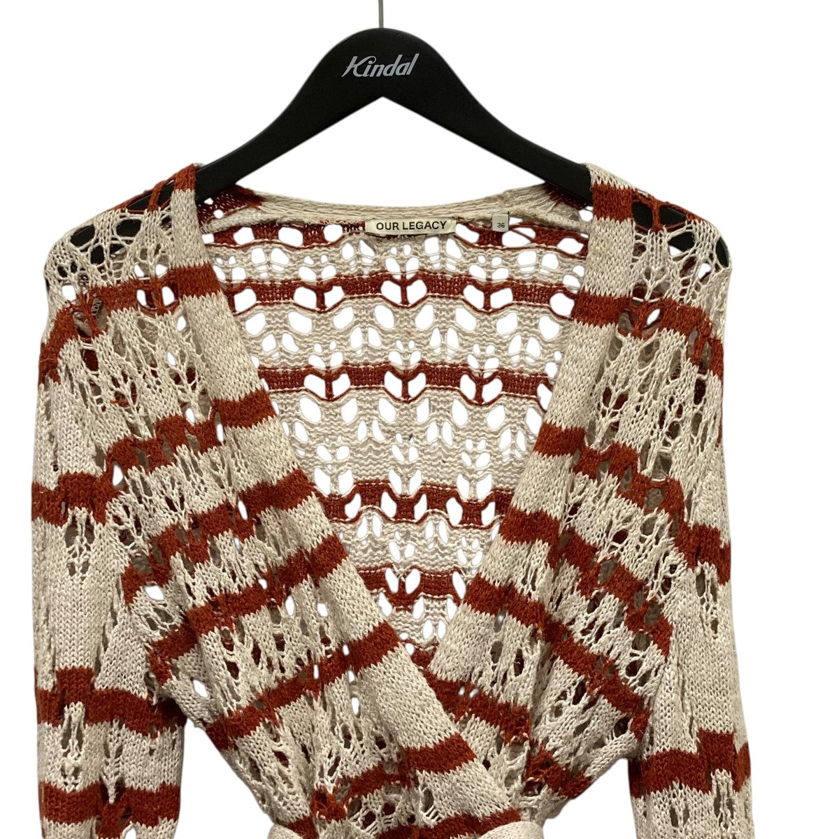 OUR LEGACY ボーダークロシェクロップドカーディガンW2223WZ WRAP KNIT 古着・中古-3枚目のアイテム画像