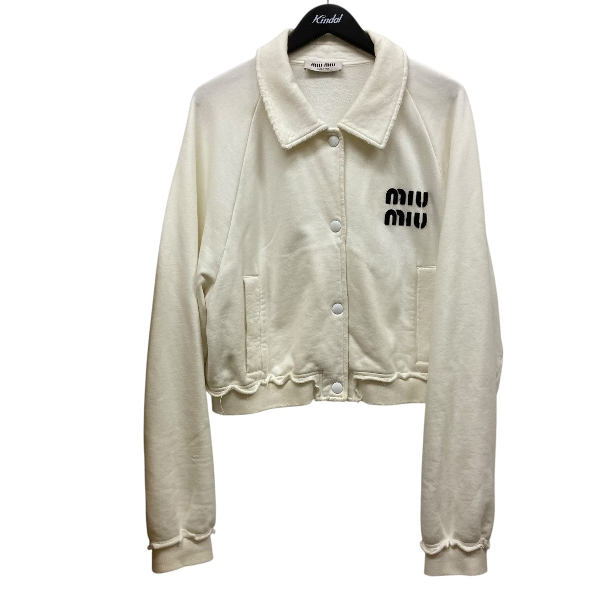 MIU MIU ダメージ加工クロップドロゴコットンジャケットMJL929 古着・中古-1枚目のアイテム画像