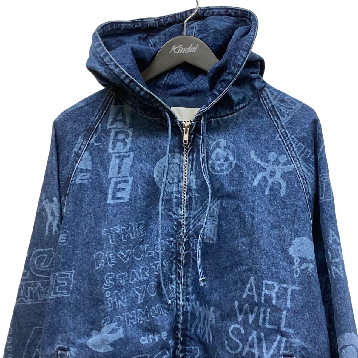 Arte Antwerp Art Saves Jacket総柄デニムジップアップパーカー 古着・中古-4枚目のアイテム画像
