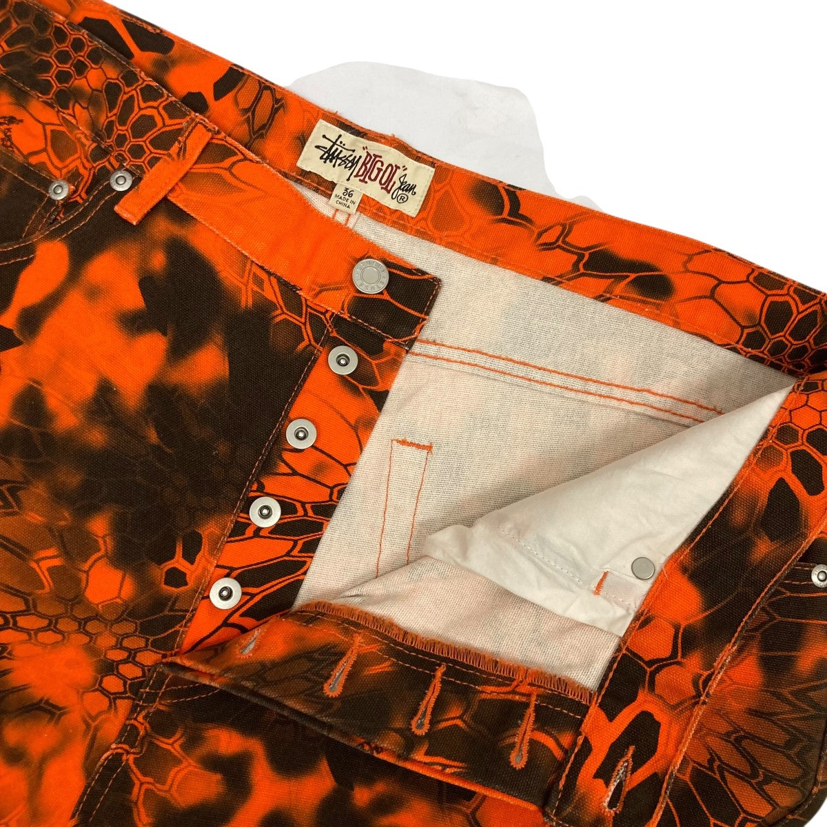 stussy(ステューシー) BIG OL JEANS総柄デニムパンツ オレンジ サイズ