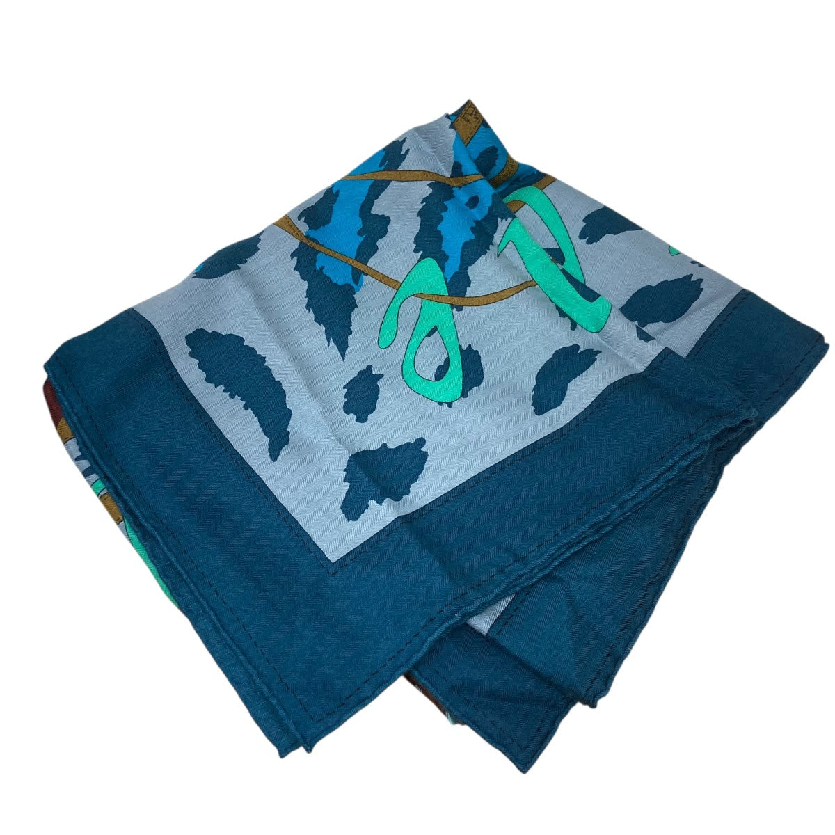 カレ140 Monsieur et Madame総柄シルクカシミヤ大判スカーフ