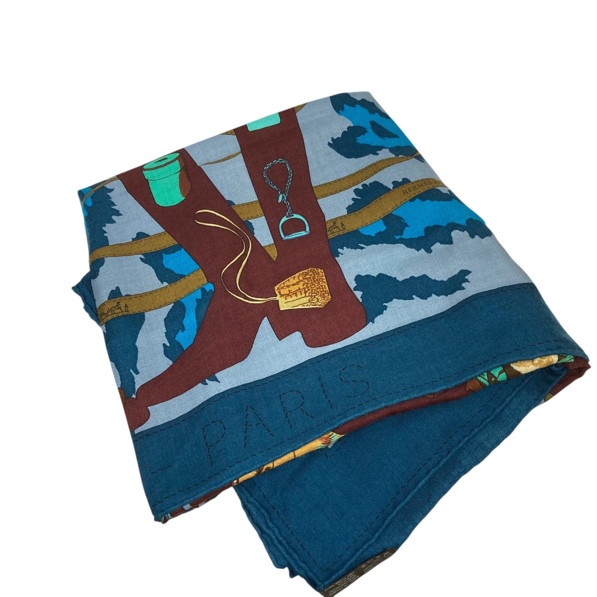 カレ140 Monsieur et Madame総柄シルクカシミヤ大判スカーフ