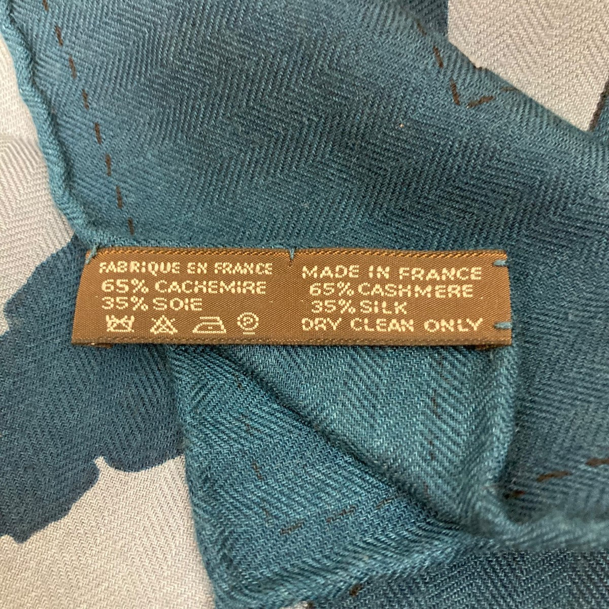 カレ140 Monsieur et Madame総柄シルクカシミヤ大判スカーフ