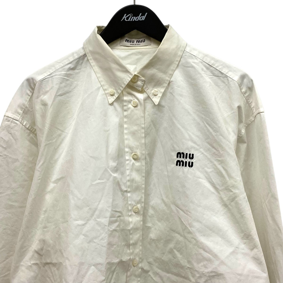 MIU MIU ロゴ刺しゅう裾カットオフポプリンシャツ 古着・中古-3枚目のアイテム画像