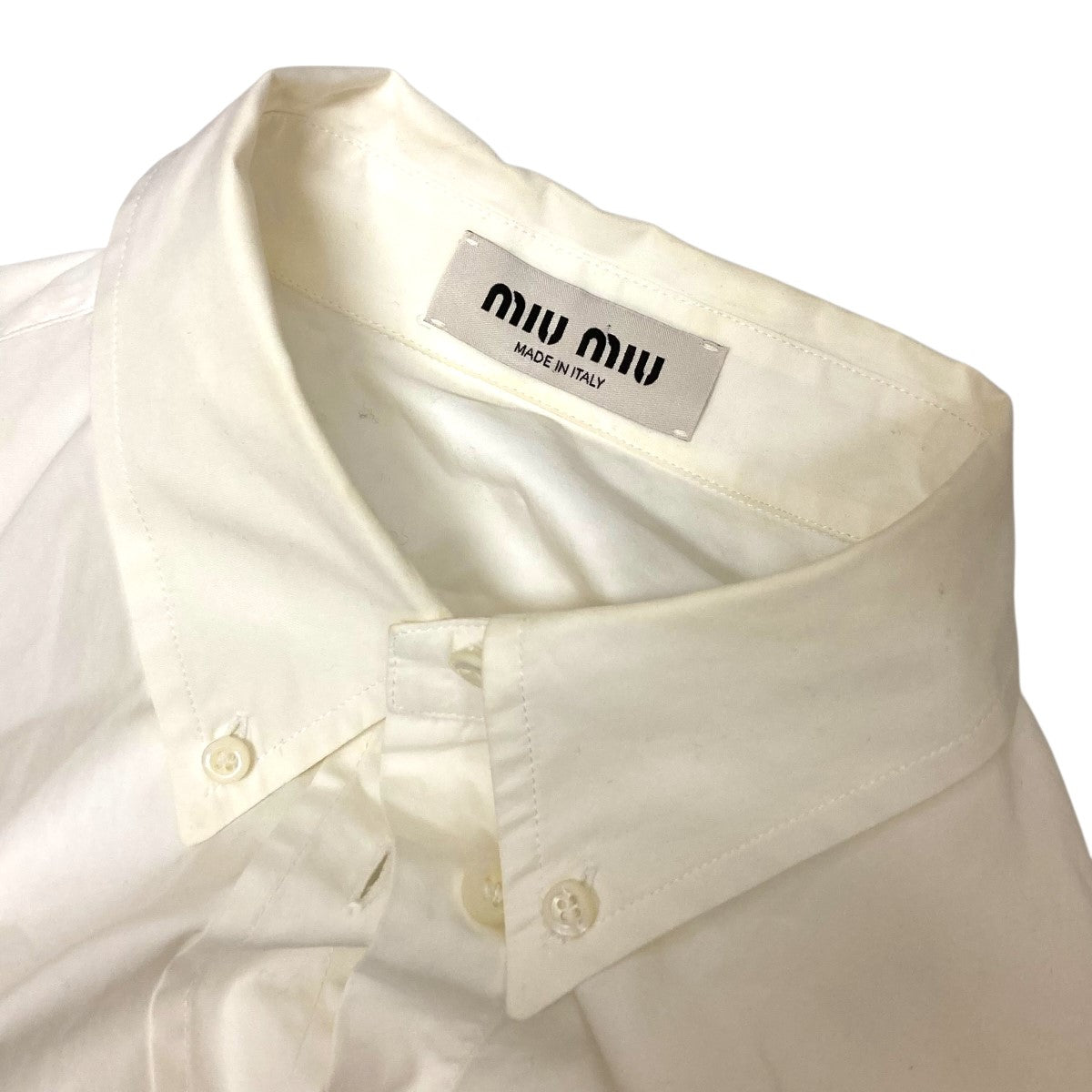 MIU MIU ロゴ刺しゅう裾カットオフポプリンシャツ 古着・中古-7枚目のアイテム画像