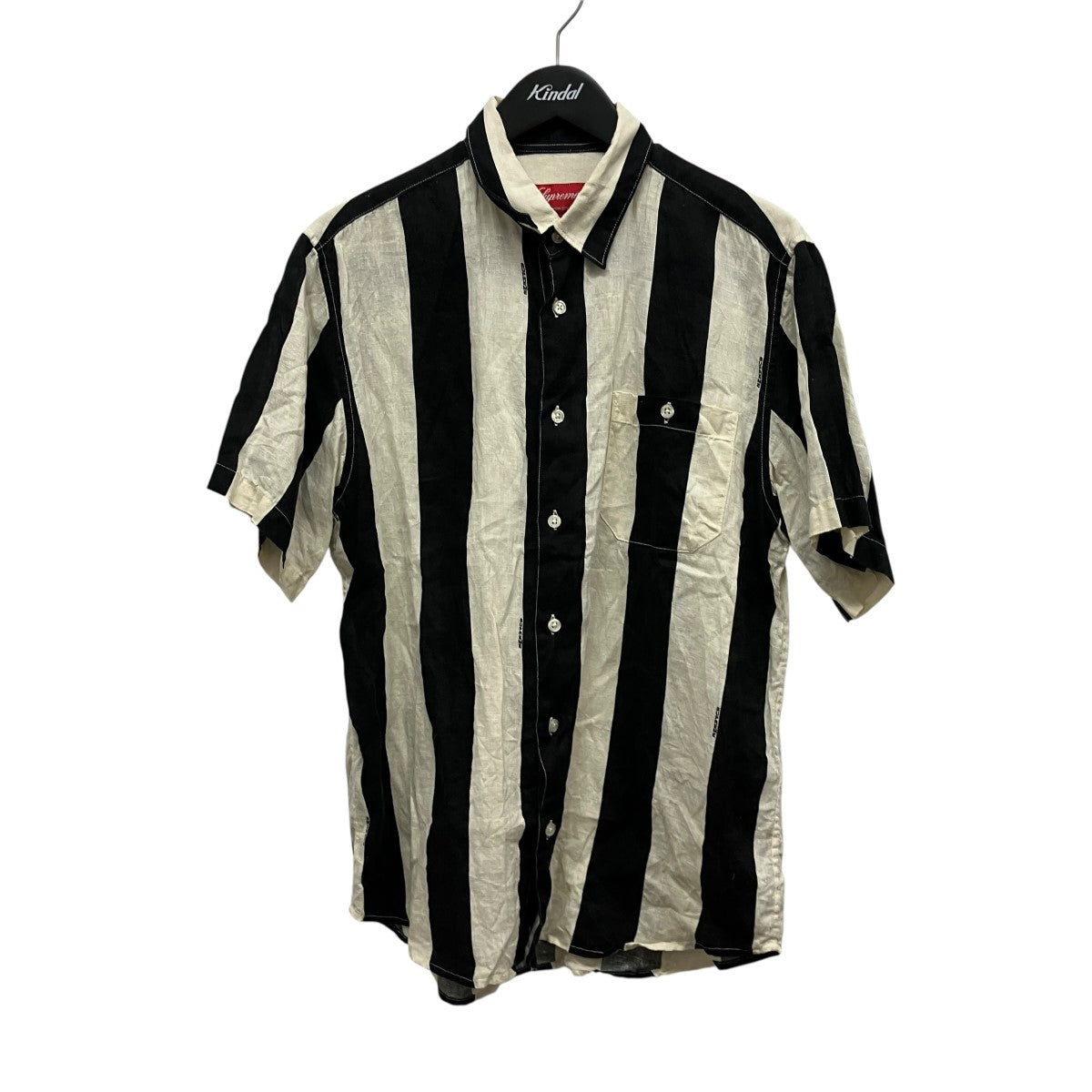Wide Stripe Shirt半袖リネンストライプシャツ
