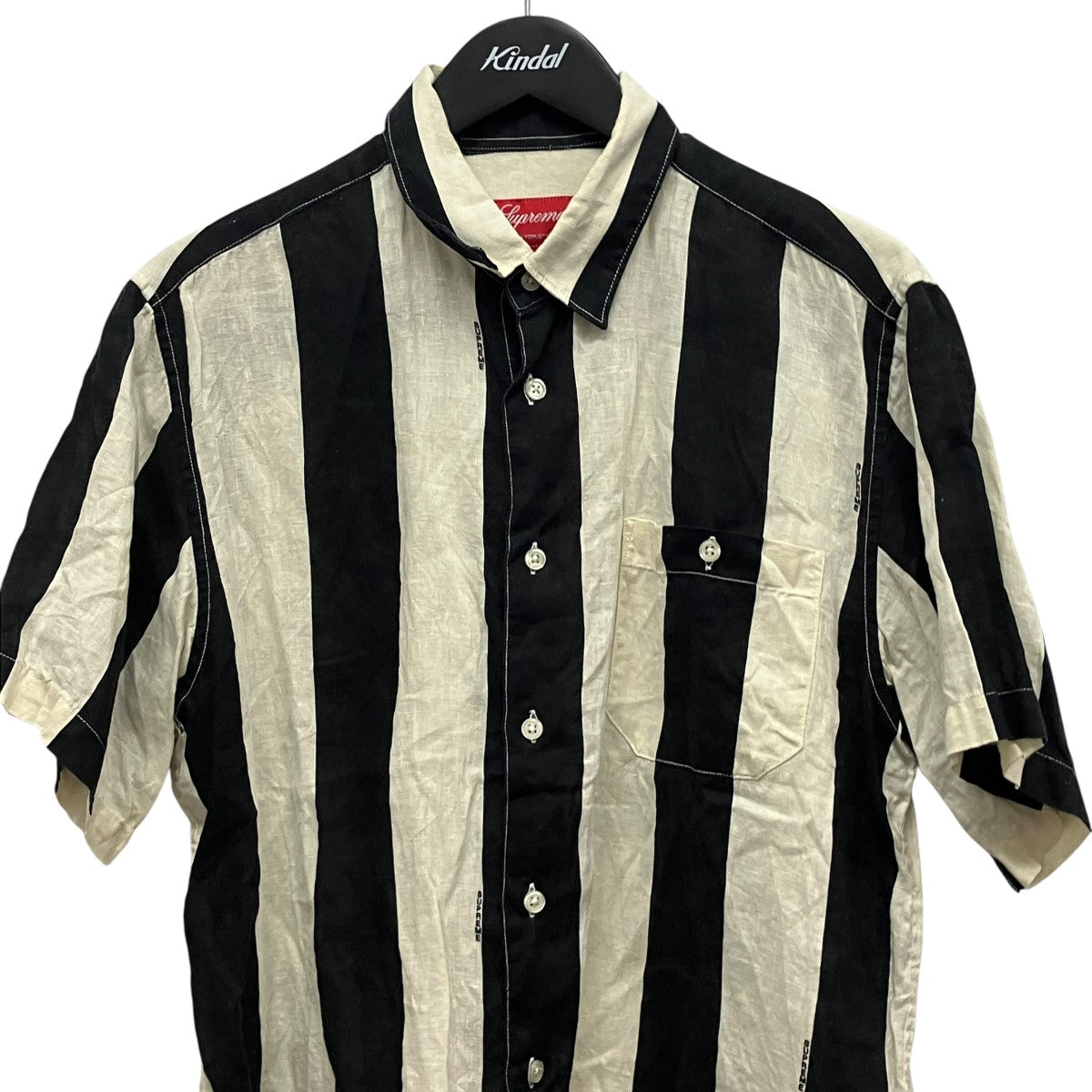 Wide Stripe Shirt半袖リネンストライプシャツ