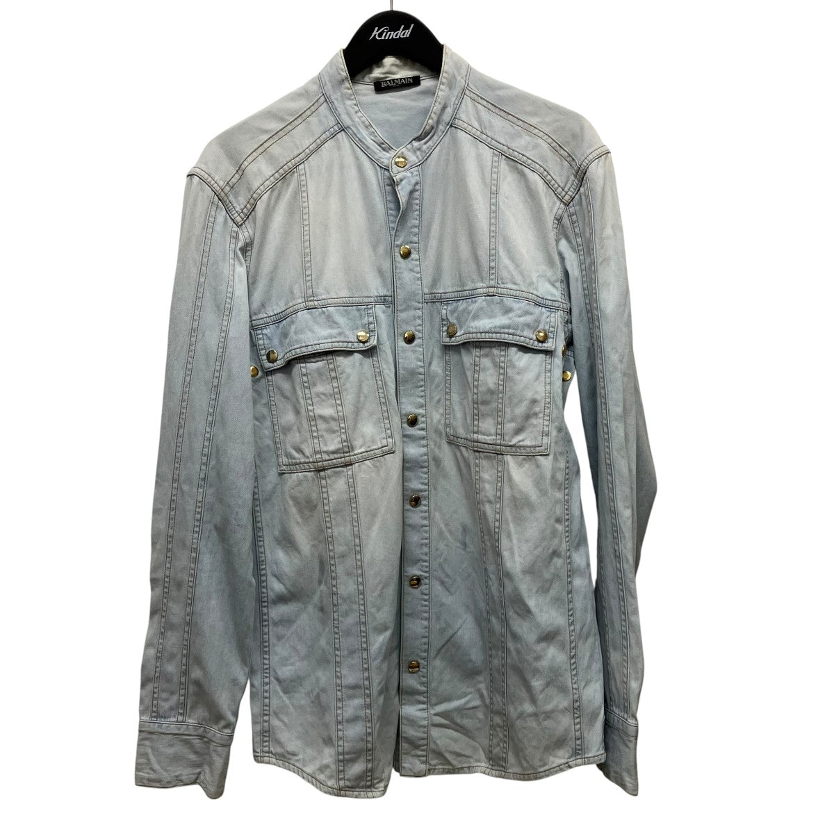 BALMAIN デニムバンドカラーシャツ 古着・中古-1枚目のアイテム画像