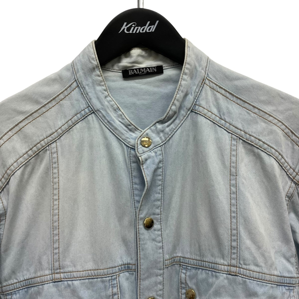 BALMAIN デニムバンドカラーシャツ 古着・中古-3枚目のアイテム画像