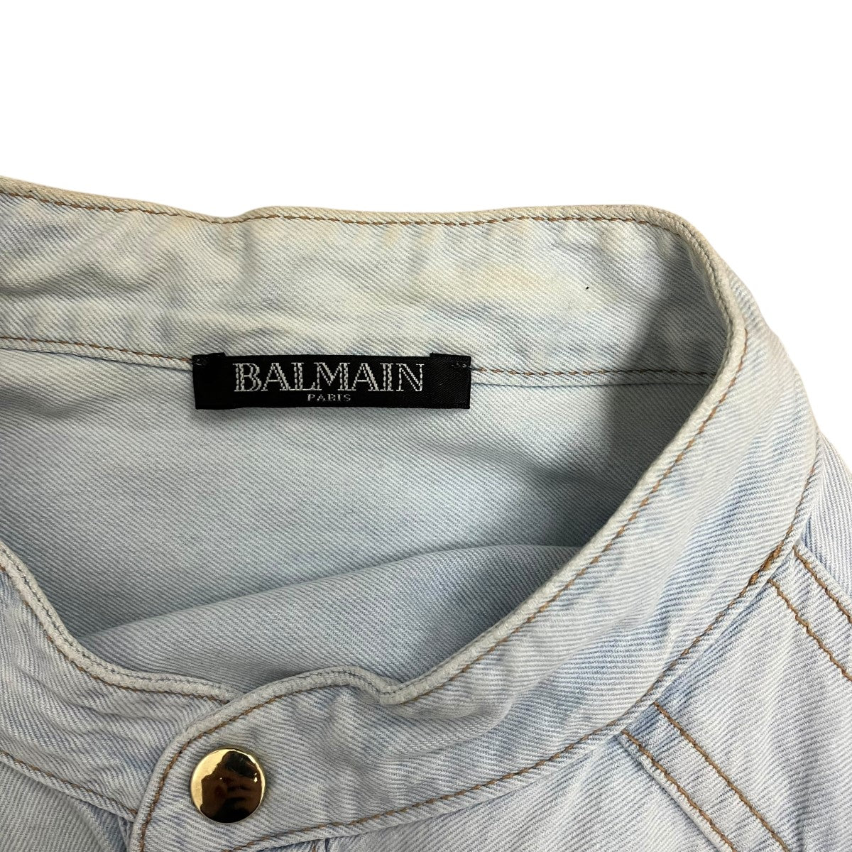 BALMAIN デニムバンドカラーシャツ 古着・中古-8枚目のアイテム画像