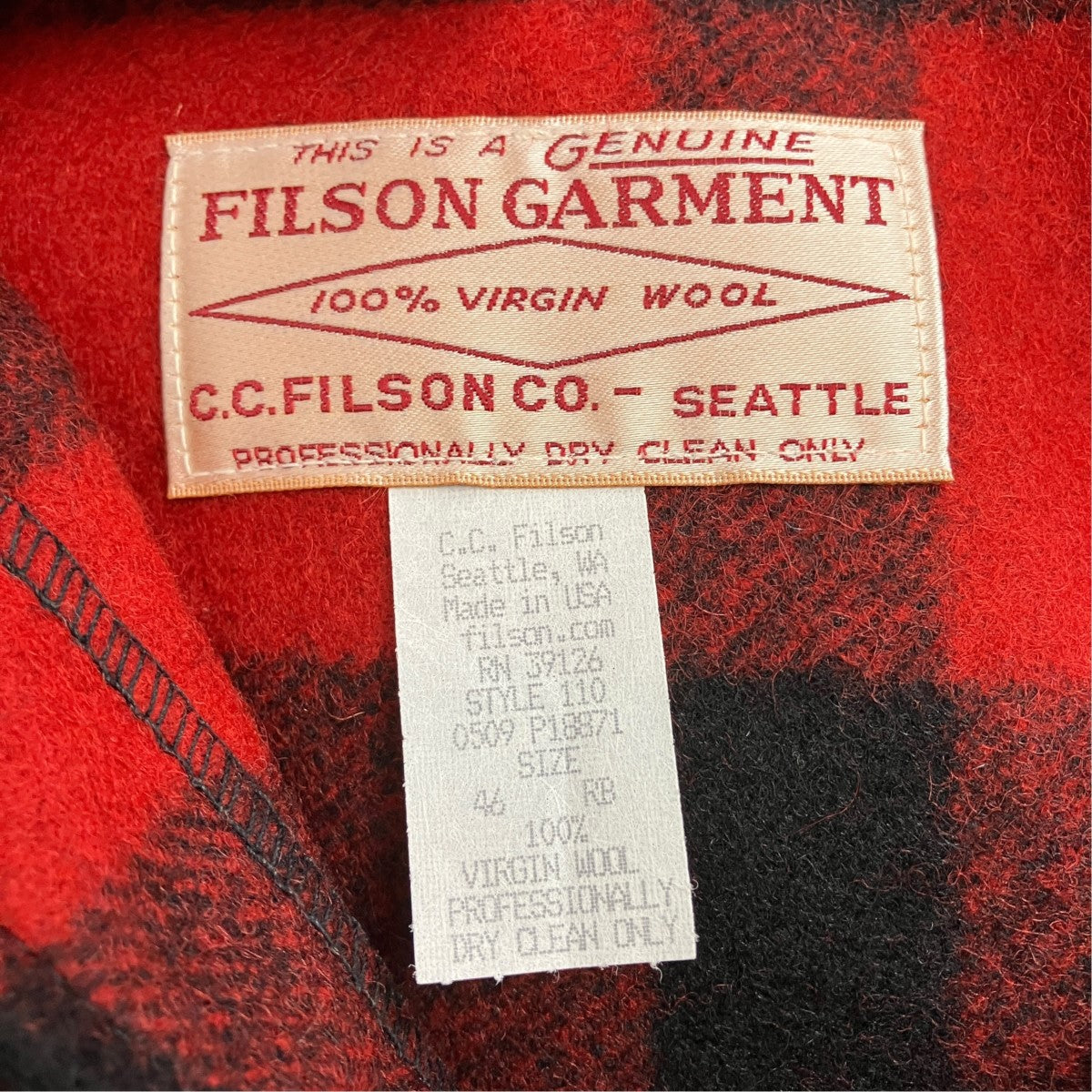 FILSON マッキーノクルーザーウールチェックジャケット110-RB46 古着・中古-5枚目のアイテム画像