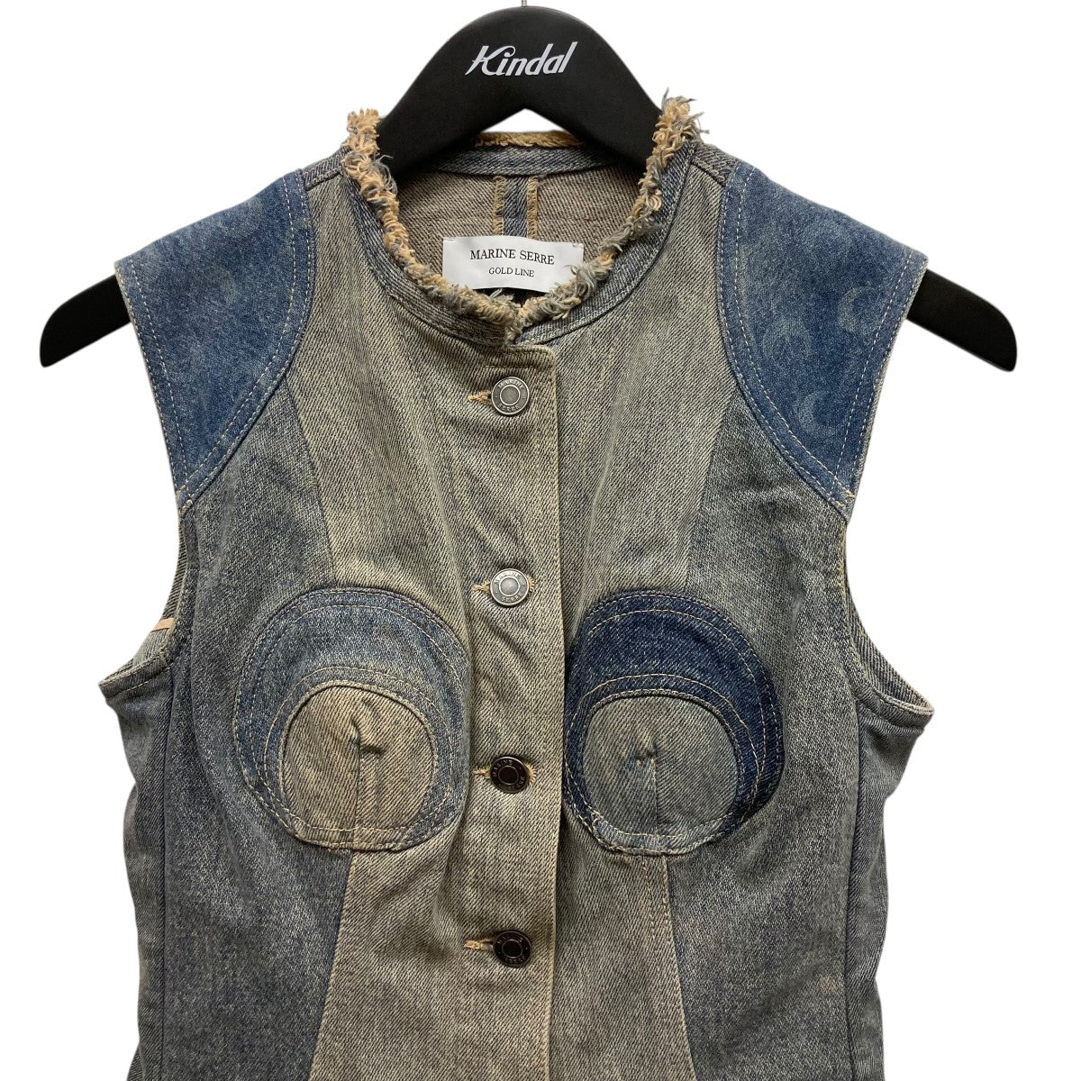 marine serre Regenerated Denim Midi Dressロゴデニムロングワンピース 古着・中古-3枚目のアイテム画像