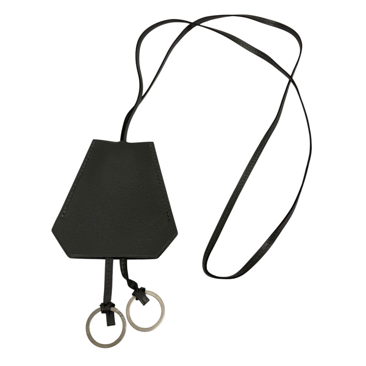 HERMES(エルメス) □C刻印レザークロシェットネックレス グレー サイズ