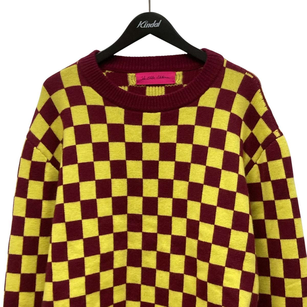 チェッカー柄カシミヤニット