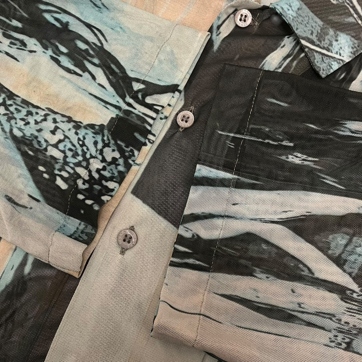 SERAPIS 総柄メッシュシャツ 古着・中古-6枚目のアイテム画像
