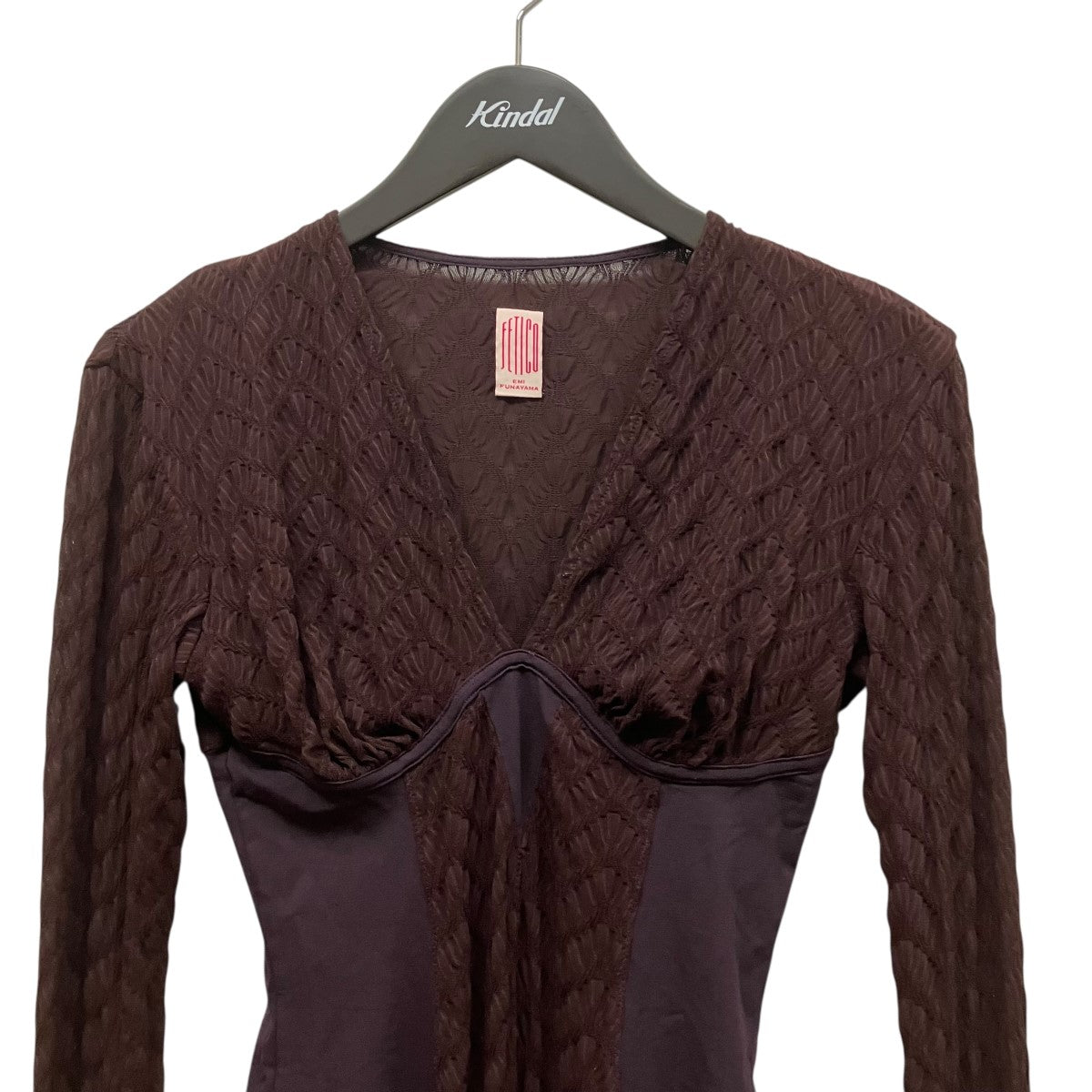 VネックジャガードボディースーツFTC224-0401 JQJERSEYVNECKBODYSUITS