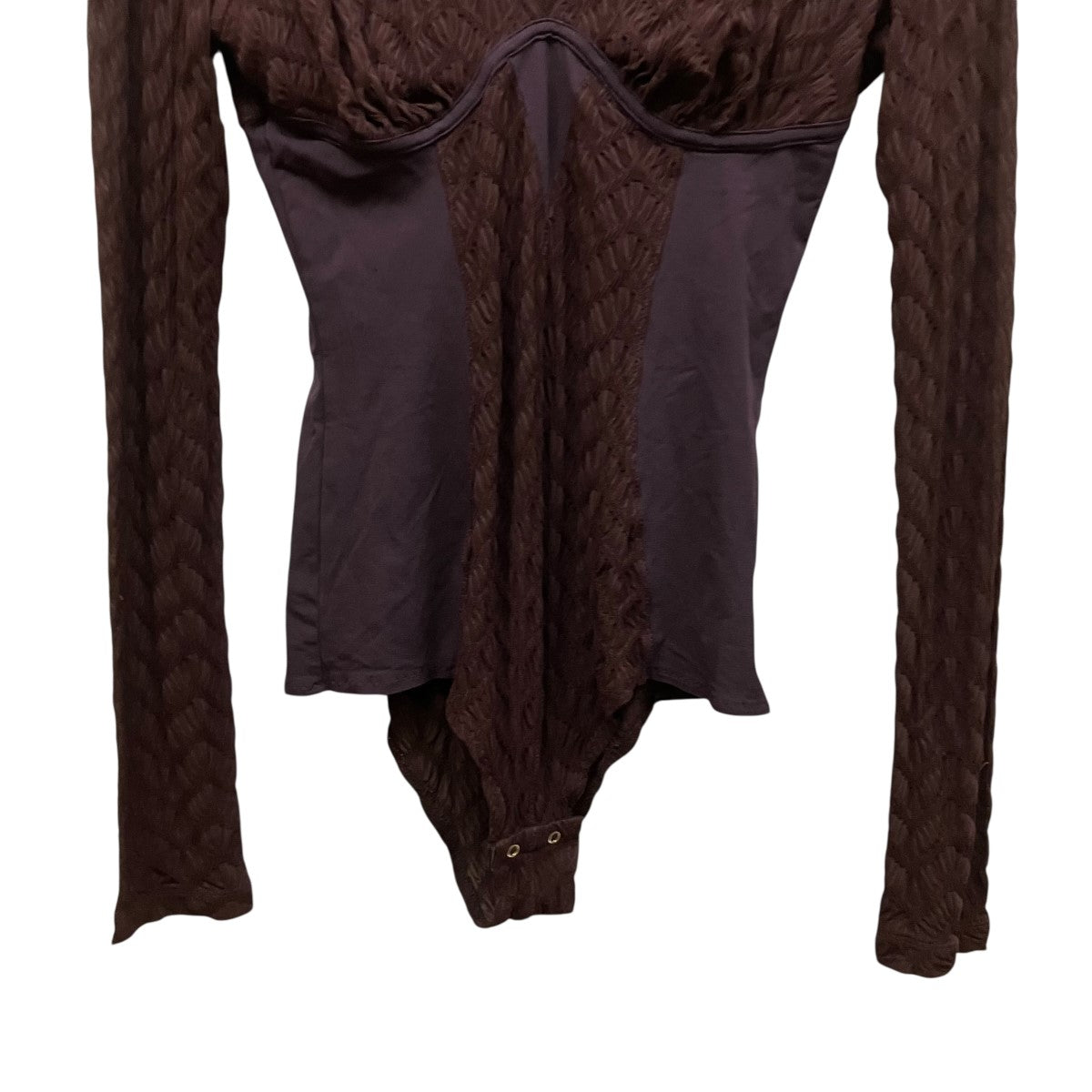 VネックジャガードボディースーツFTC224-0401 JQJERSEYVNECKBODYSUITS