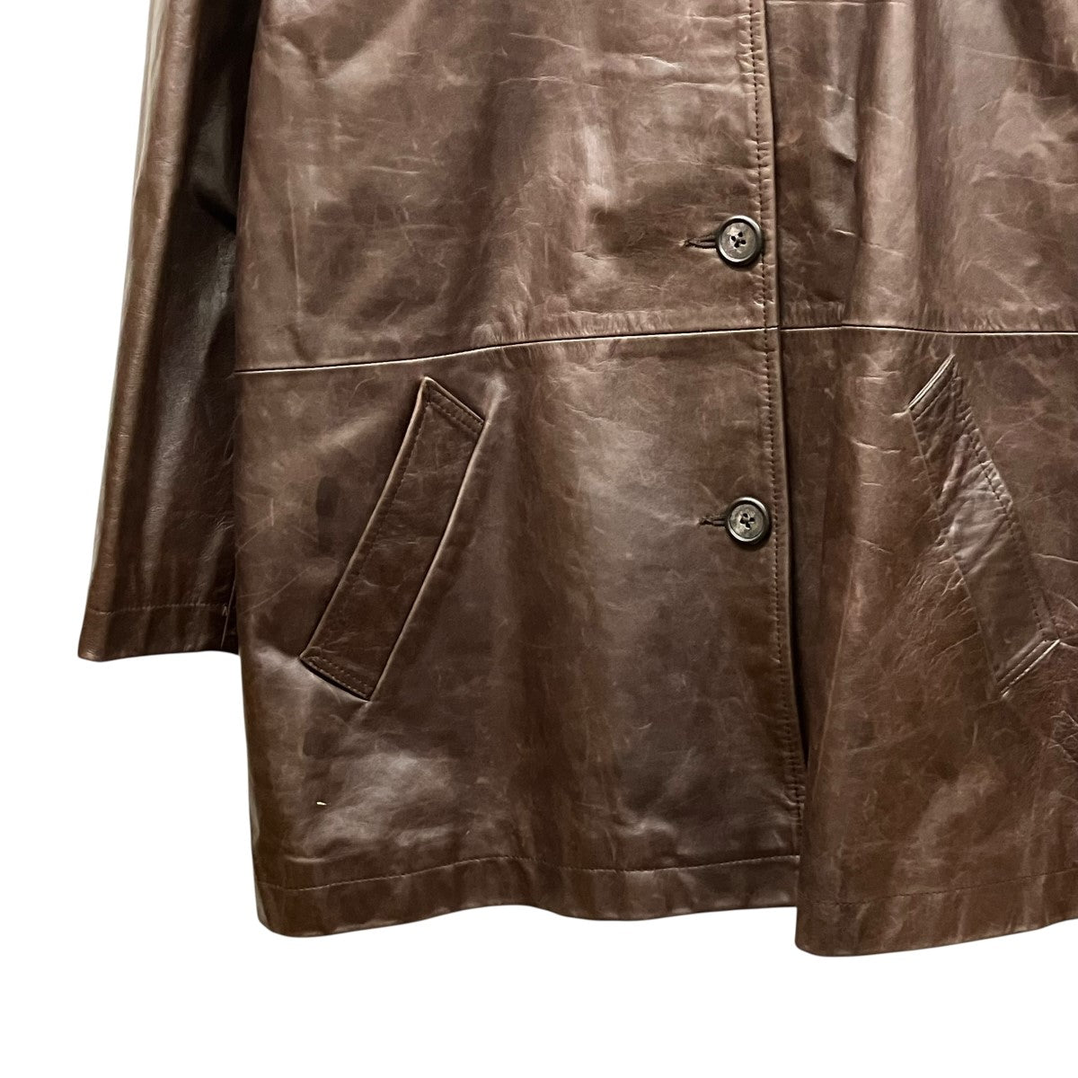 Calvin Klein(カルバンクライン) レザーハーフコート ブラウン サイズ