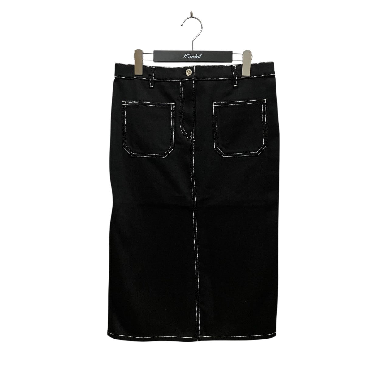 courreges 2-POCKET TOPSTITCHED DENIM MIDI SKIRTステッチデニムロングスカート324DJU183DE0020B044 古着・中古-1枚目のアイテム画像