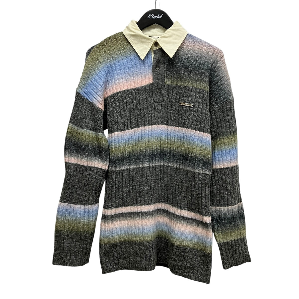 カスリボーダーラガーニット31242365102 Blur Border Rugger Knit