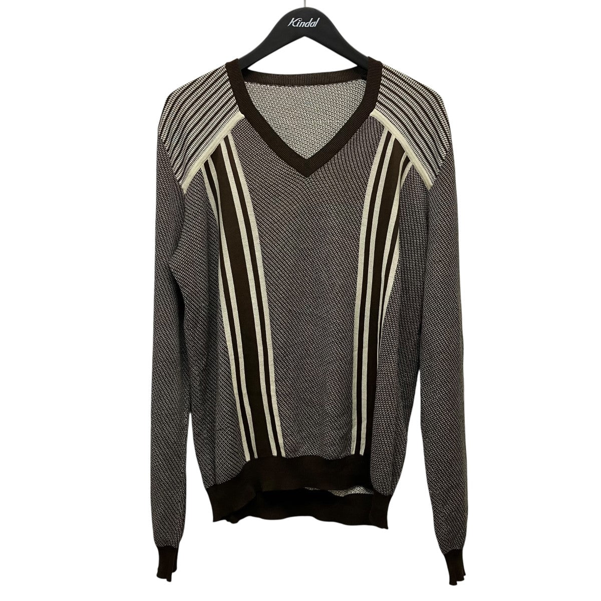 PRADA 15SSgeometric knitシルク混VネックニットUMA333 古着・中古-1枚目のアイテム画像