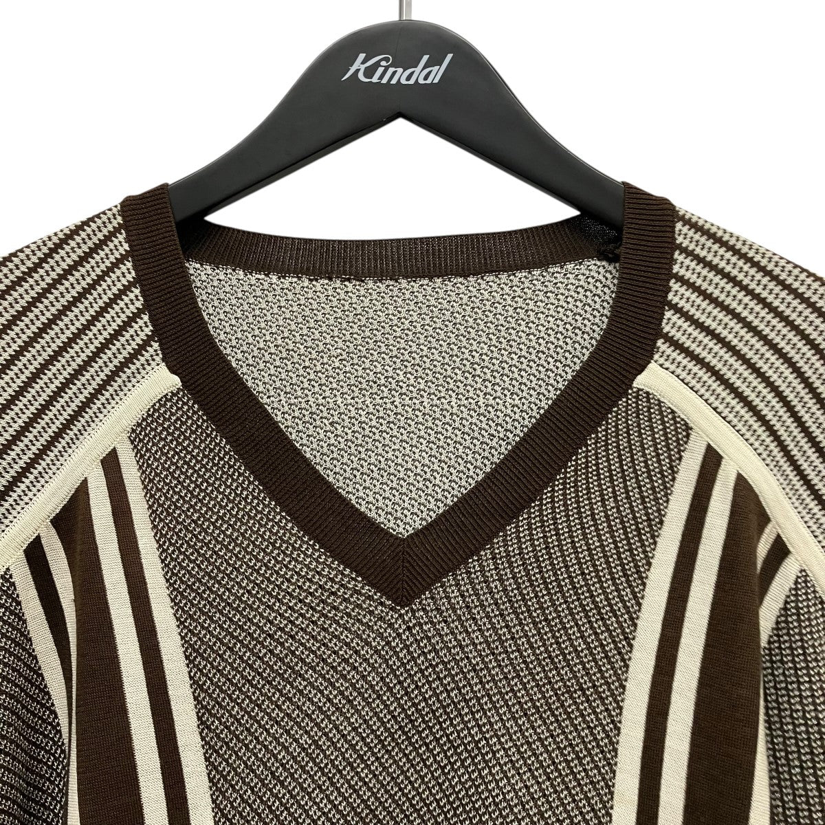 PRADA 15SSgeometric knitシルク混VネックニットUMA333 古着・中古-3枚目のアイテム画像
