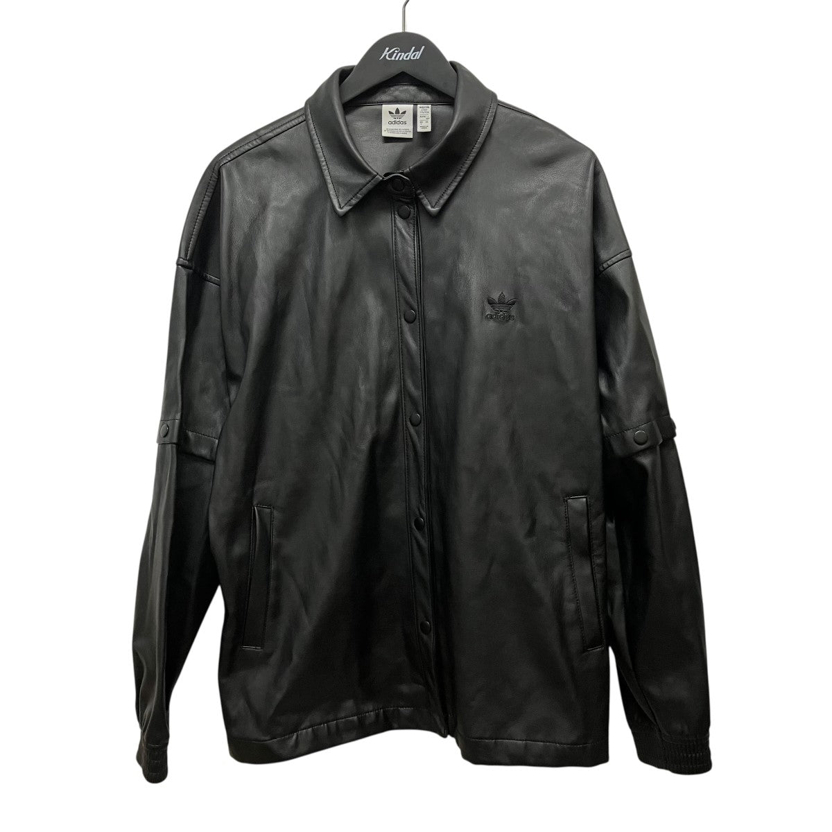 2WAY adidas ブラックレザージャケット adidas(アディダス) 2wayフェイクレザーシャツジャケットHF2021 HF2021