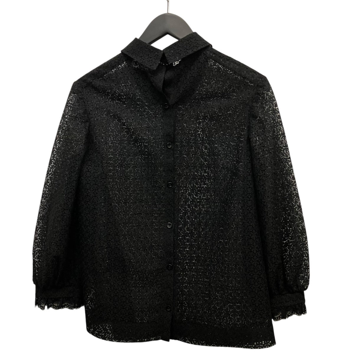 Simone Rocha(シモーネ ロシャ) 7分袖レースシャツ ブラック サイズ