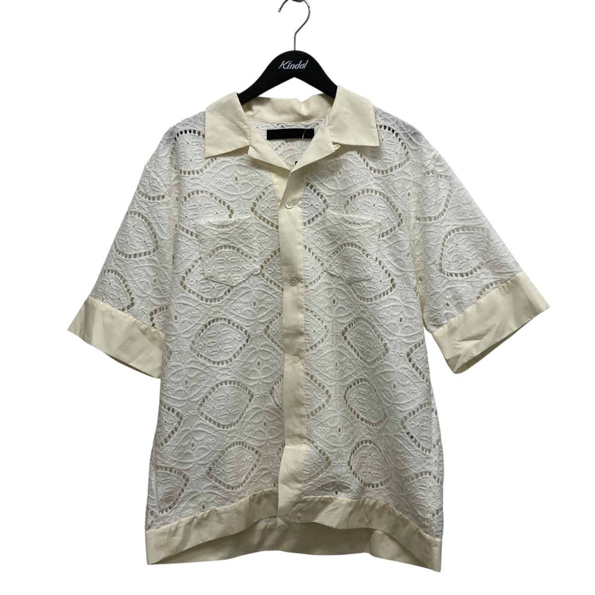CROCHET BUTTON-DOWN SHIRTSレースメッシュシャツJN-SS24-014