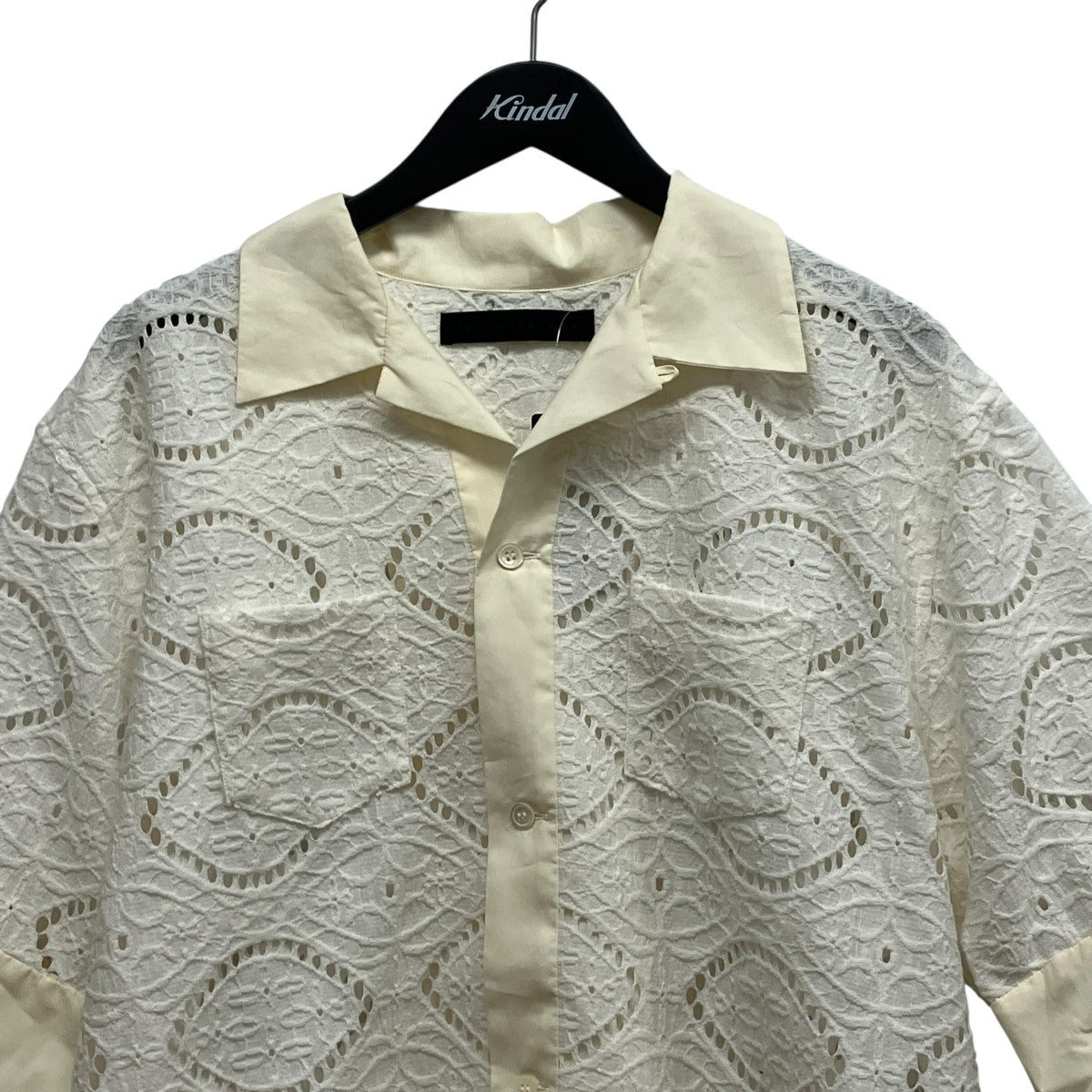 CROCHET BUTTON-DOWN SHIRTSレースメッシュシャツJN-SS24-014