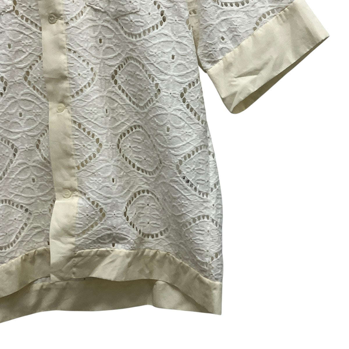 CROCHET BUTTON-DOWN SHIRTSレースメッシュシャツJN-SS24-014