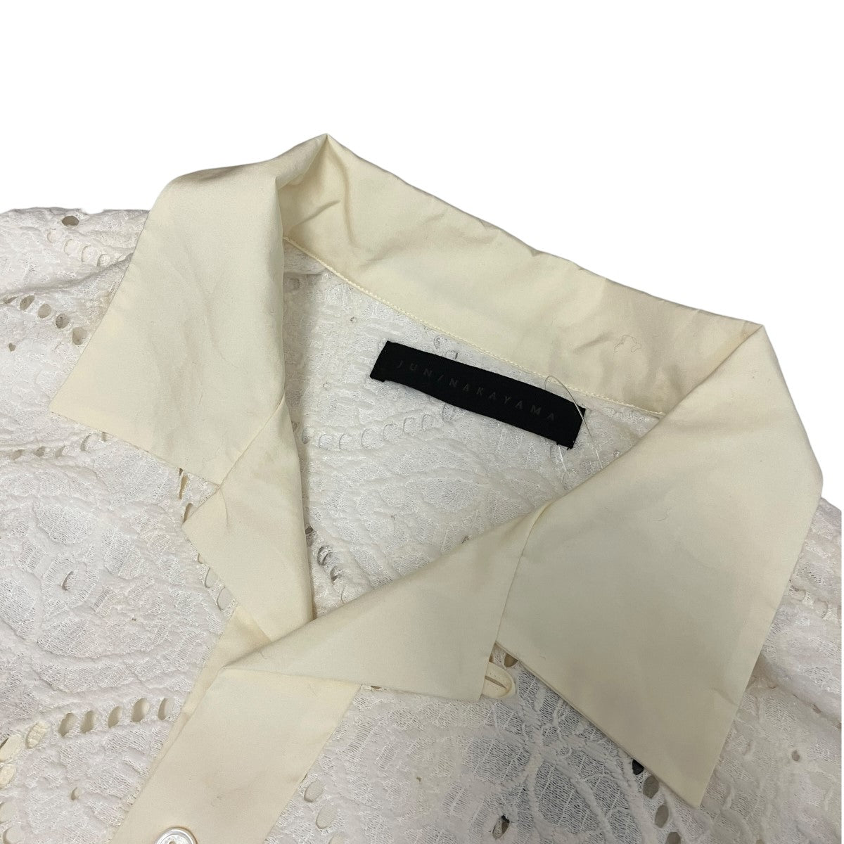 CROCHET BUTTON-DOWN SHIRTSレースメッシュシャツJN-SS24-014