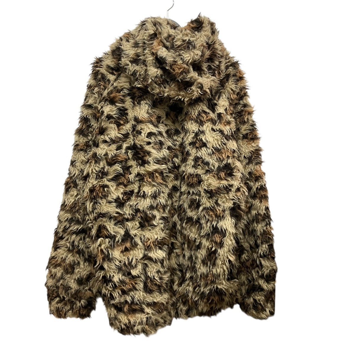26SSFURRY FLEECE JACKETレオパードジップアップフーデットファージャケット