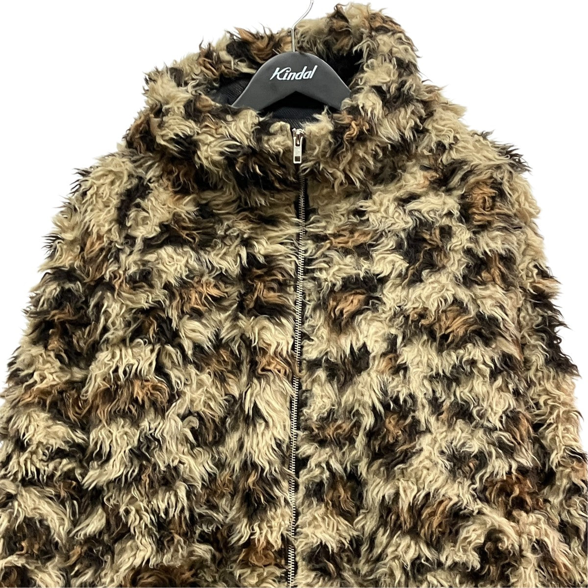 26SSFURRY FLEECE JACKETレオパードジップアップフーデットファージャケット