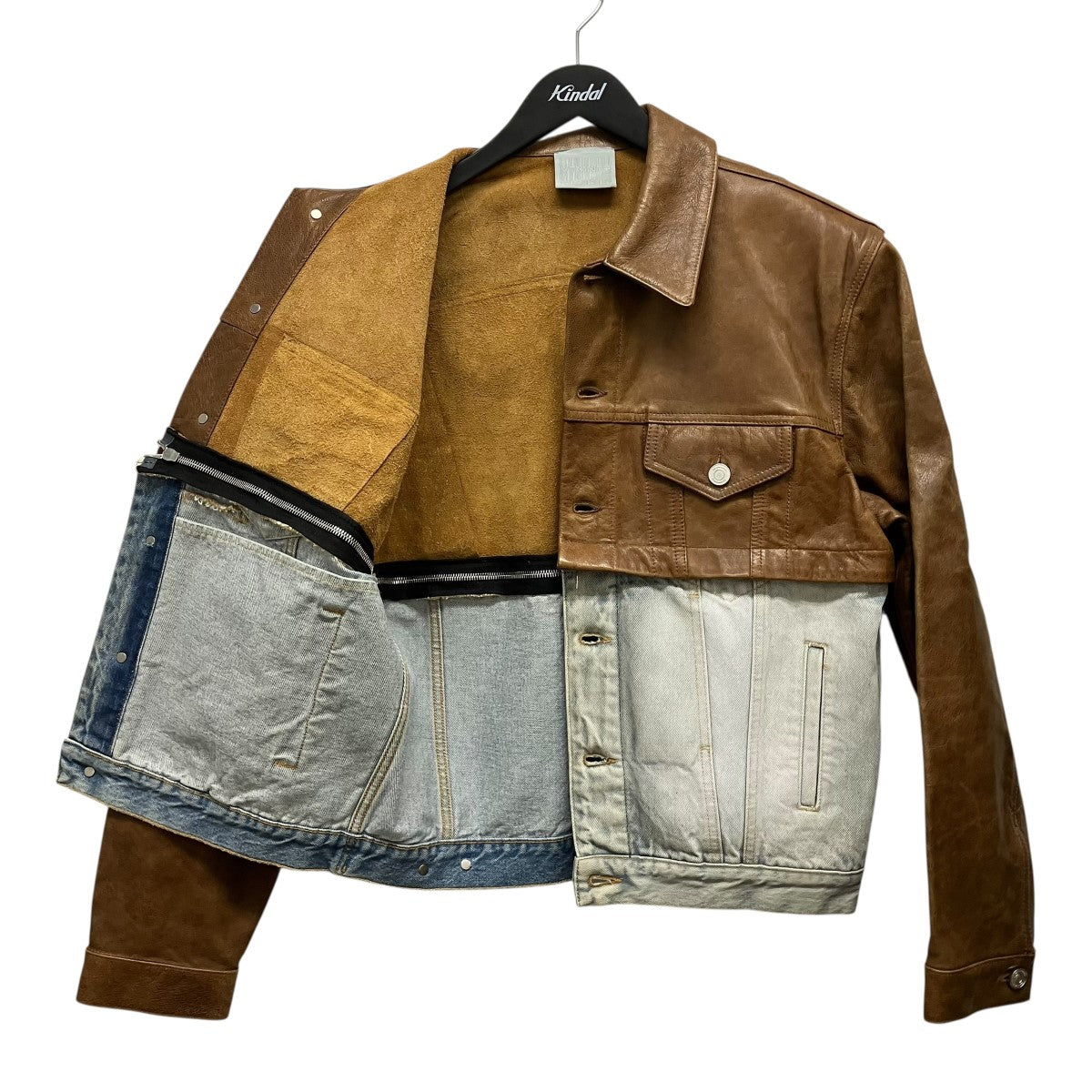 VETMENTS Convertible leather and denim jacketレザードッキングデニムジャケットVL14JA700C 古着・中古-3枚目のアイテム画像