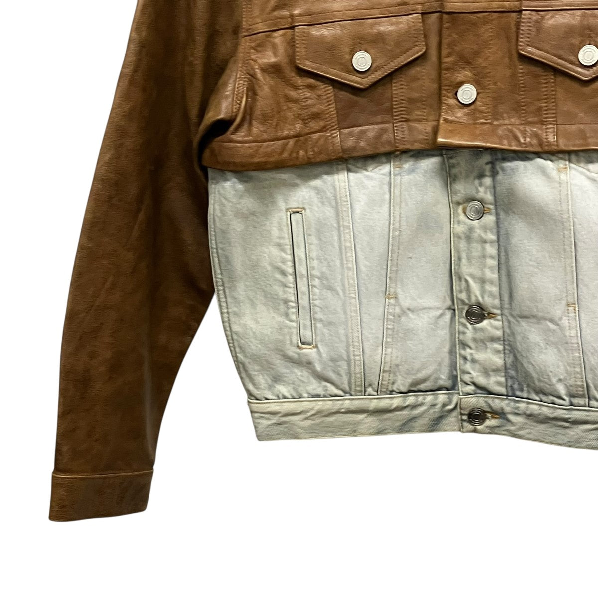 VETMENTS Convertible leather and denim jacketレザードッキングデニムジャケットVL14JA700C 古着・中古-5枚目のアイテム画像