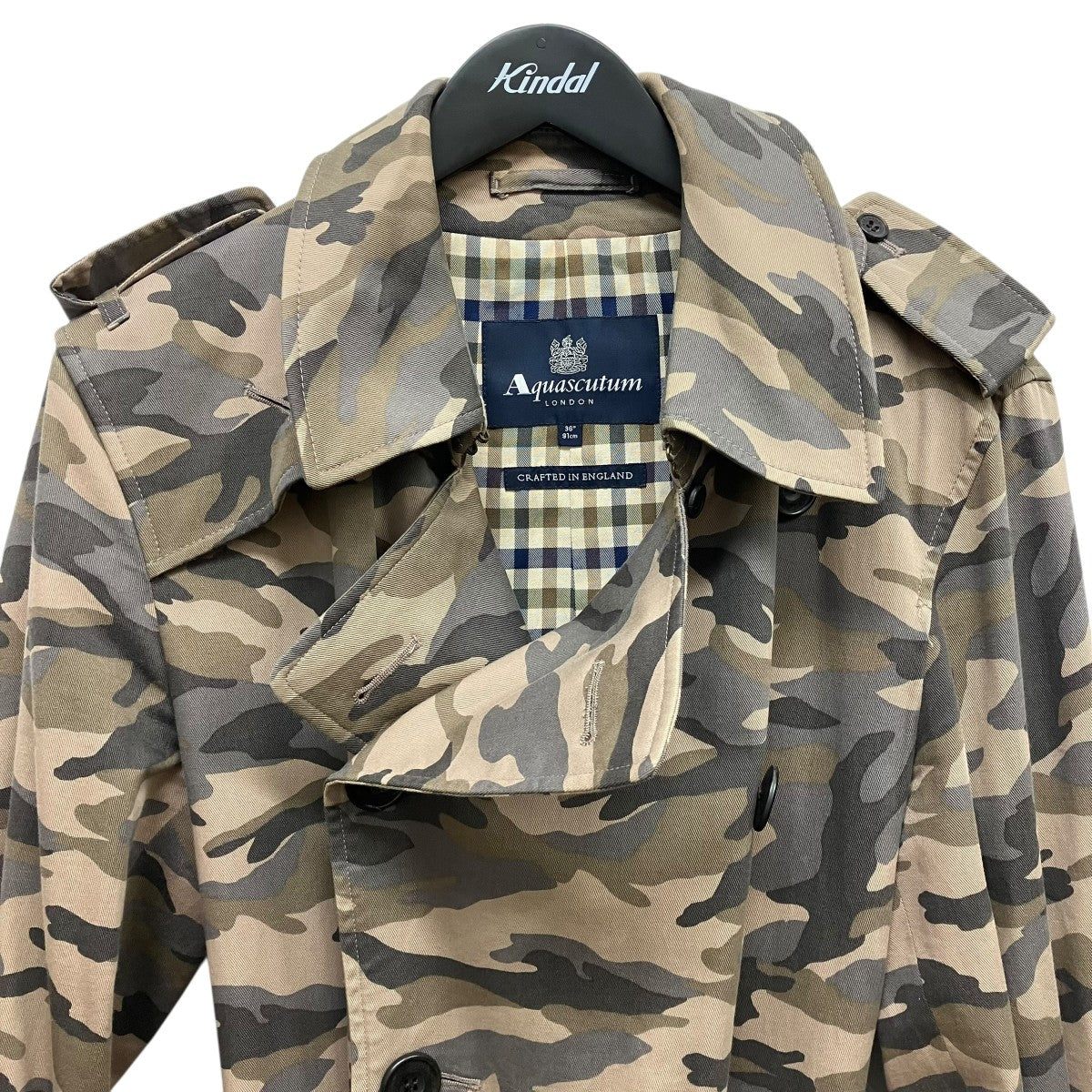 Aquascutum カモ柄コートA2250002-84 古着・中古-3枚目のアイテム画像