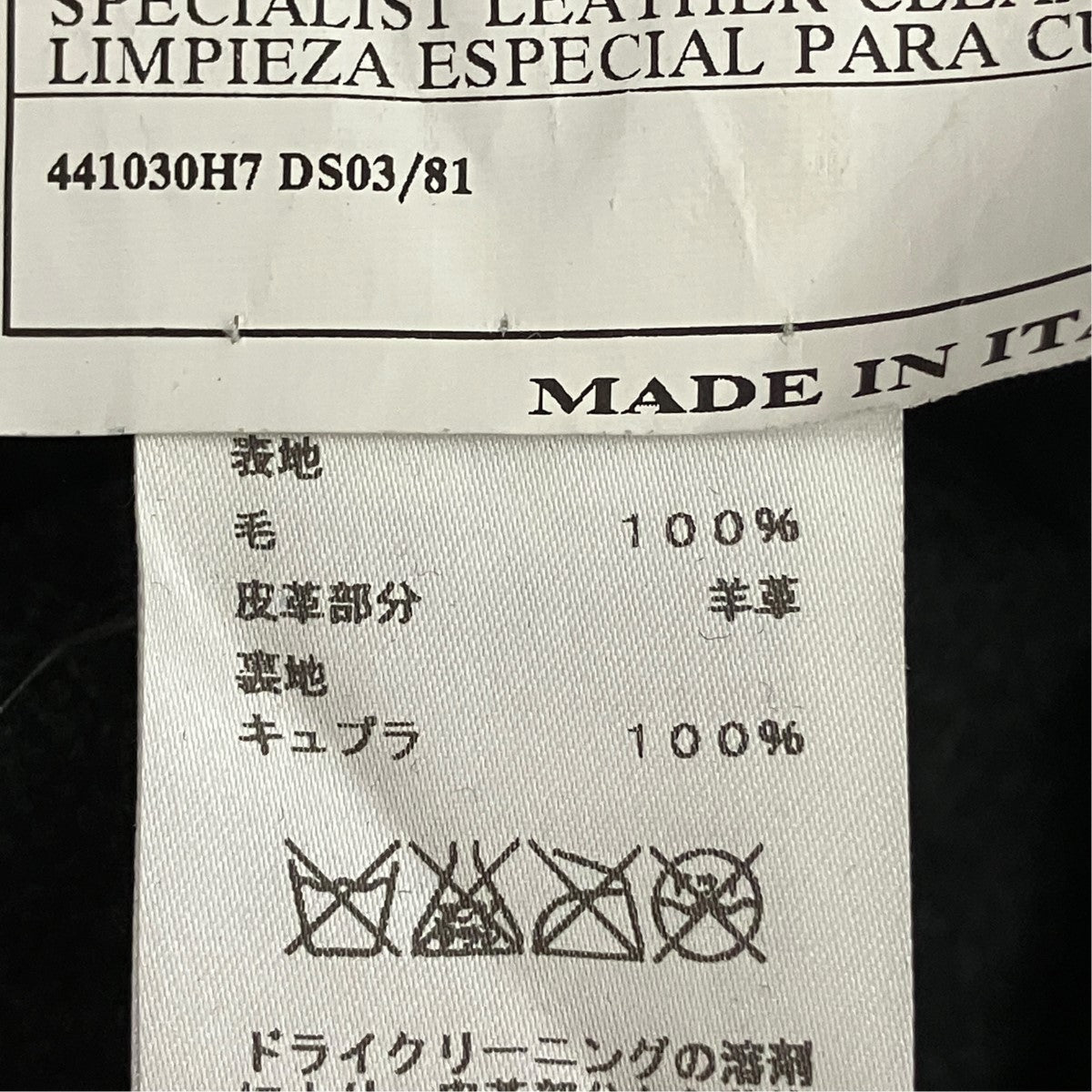 Sスタンプ ガーメントレザー切替ダブルウールコートPT9416