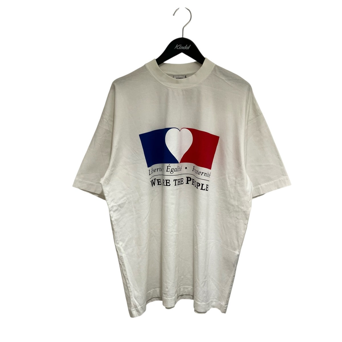 VETMEMES White We Are The People Heart Oversized T-Shirtプリント半袖カットソーUA52TR250W 古着・中古-1枚目のアイテム画像