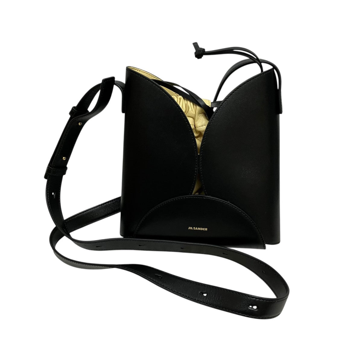 JIL SANDER CURVE SMALL巾着バッグ付きレザーショルダーバッグ 古着・中古-1枚目のアイテム画像
