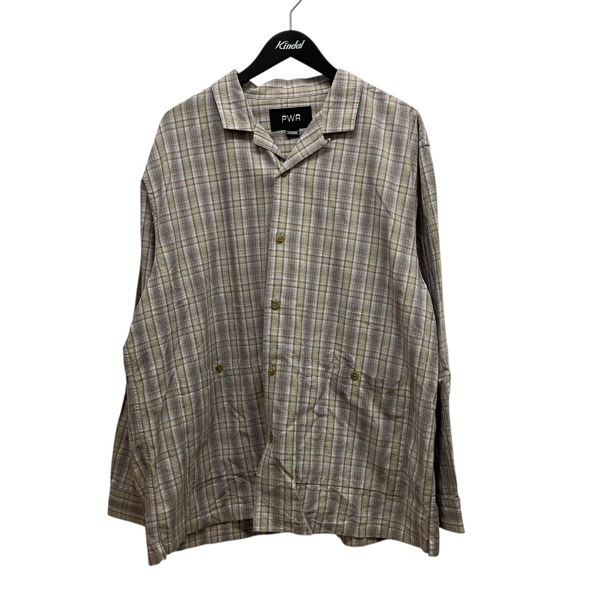 LINEN MIX O C SHIRTリネンミックスチェックオープンカラーシャツP09C005-SH01