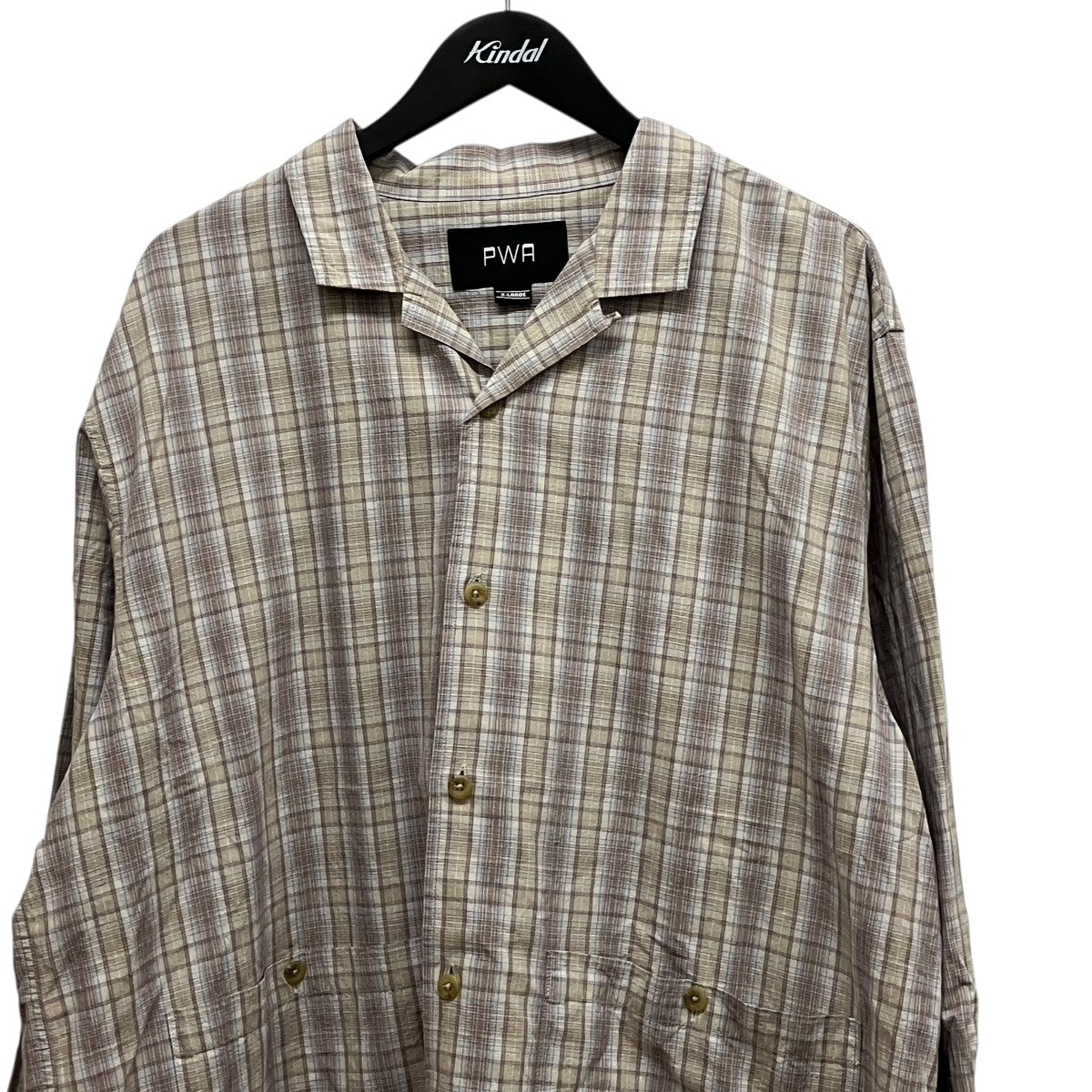 LINEN MIX O C SHIRTリネンミックスチェックオープンカラーシャツP09C005-SH01