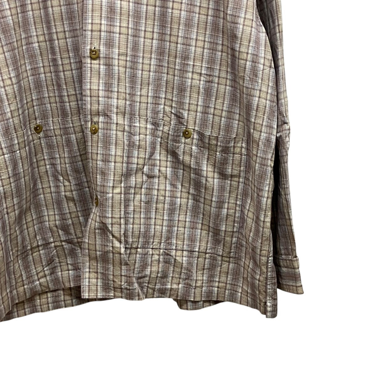 LINEN MIX O C SHIRTリネンミックスチェックオープンカラーシャツP09C005-SH01
