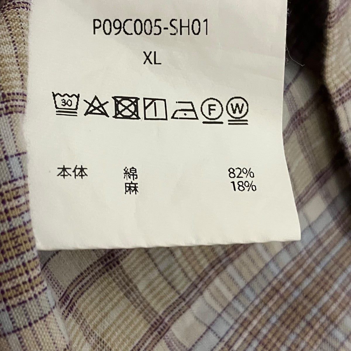 LINEN MIX O C SHIRTリネンミックスチェックオープンカラーシャツP09C005-SH01